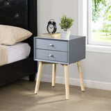 Side Table With 2 Drawer, Mid-Century Modern Storage Cabinet For Bedroom - Furniture Home Direct
