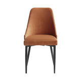 Dining Set 5 Piece Modern Table With Velvet Chairs Orange - Furniture Home Direct