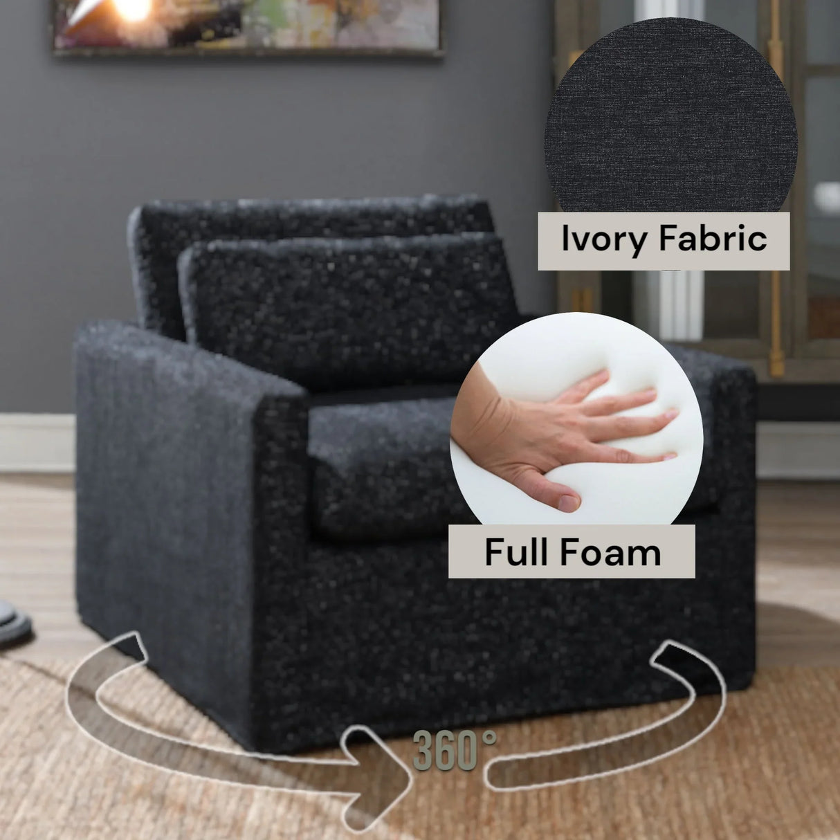 Naveen - Swivel Chair With 1 Toss Pillow - Furniture Home Direct