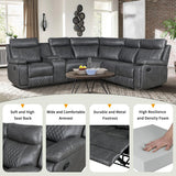 Home Theater Seating Manual Recliner With Cup Holder, Hide - Away Storage PU Reclining Sofa For Living Room, Home Theater - Furniture Home Direct