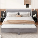 Floating Platform Bed, With LED Lights, Bedside Nightstand - Furniture Home Direct