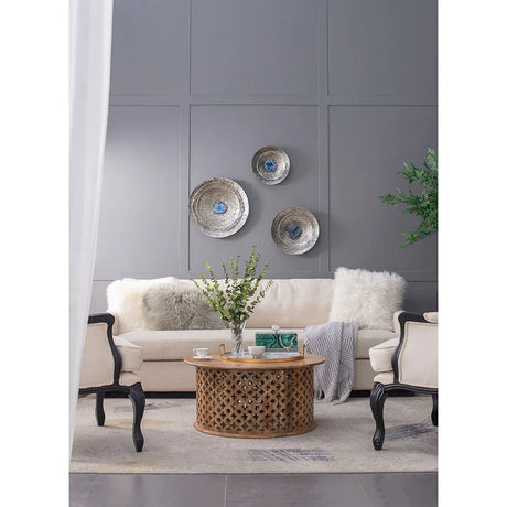 Textured Oversized Disc, Wall Decor For Living Room (Set of 3) - Multicolor - Furniture Home Direct