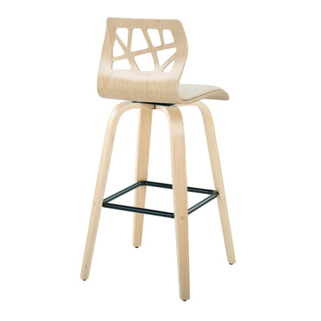 Folia - Contemporary Fixed Height Stool With Swivel With Square Footrest (Set of 2) - Furniture Home Direct