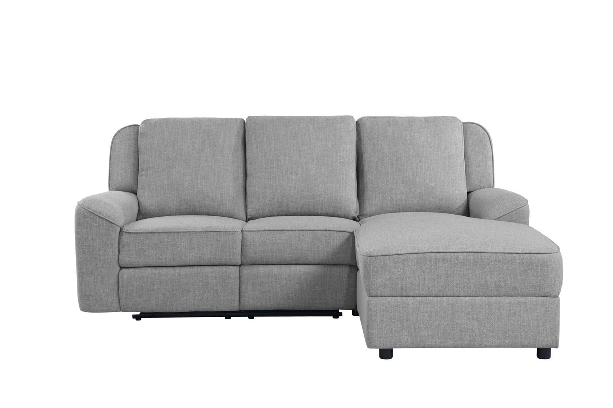 Destiny - Linen Sectional Sofa With Dropdown Table - Gray - Furniture Home Direct