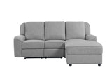 Destiny - Linen Sectional Sofa With Dropdown Table - Gray - Furniture Home Direct