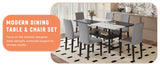Dining Set Modern With Marble Top Table For Six Gray - Furniture Home Direct