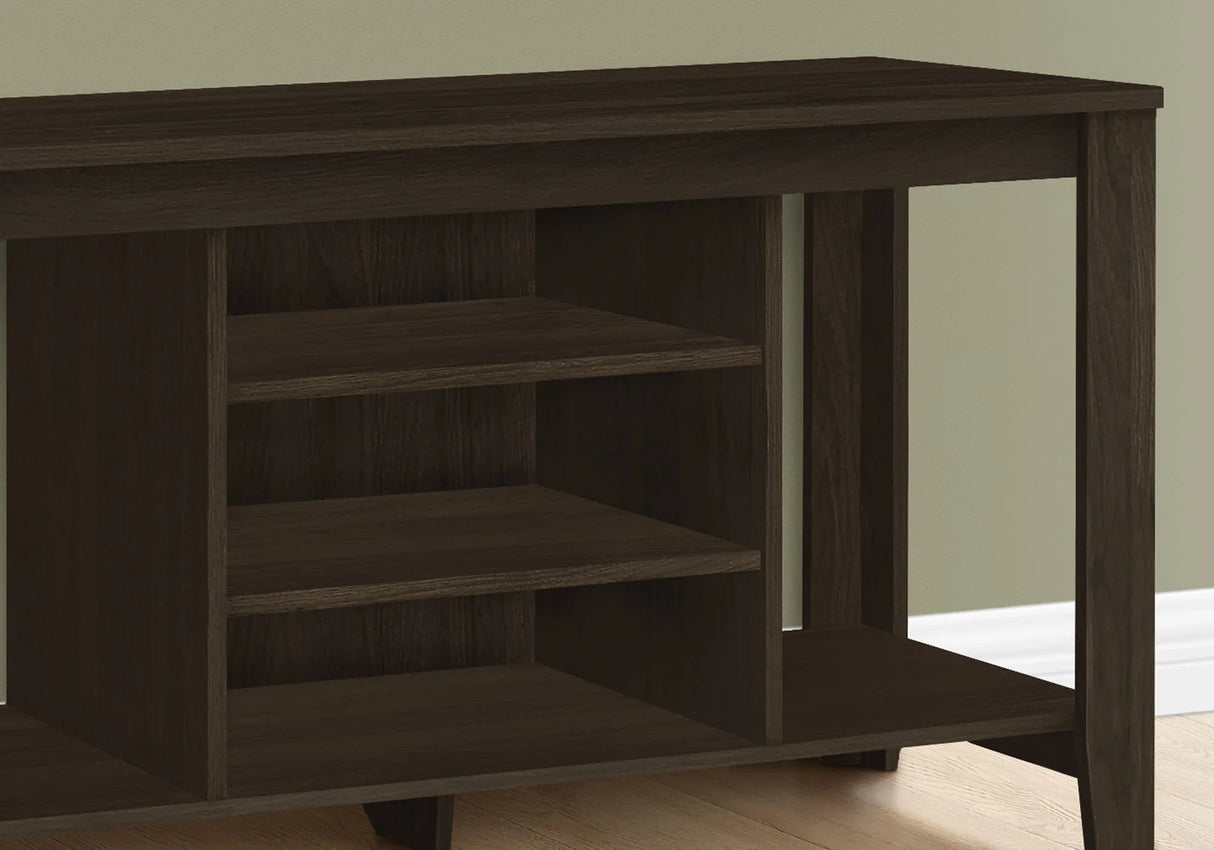 TV Stand, Console, Media Entertainment Center, Storage Shelves, Durable Construction - Espresso - Furniture Home Direct
