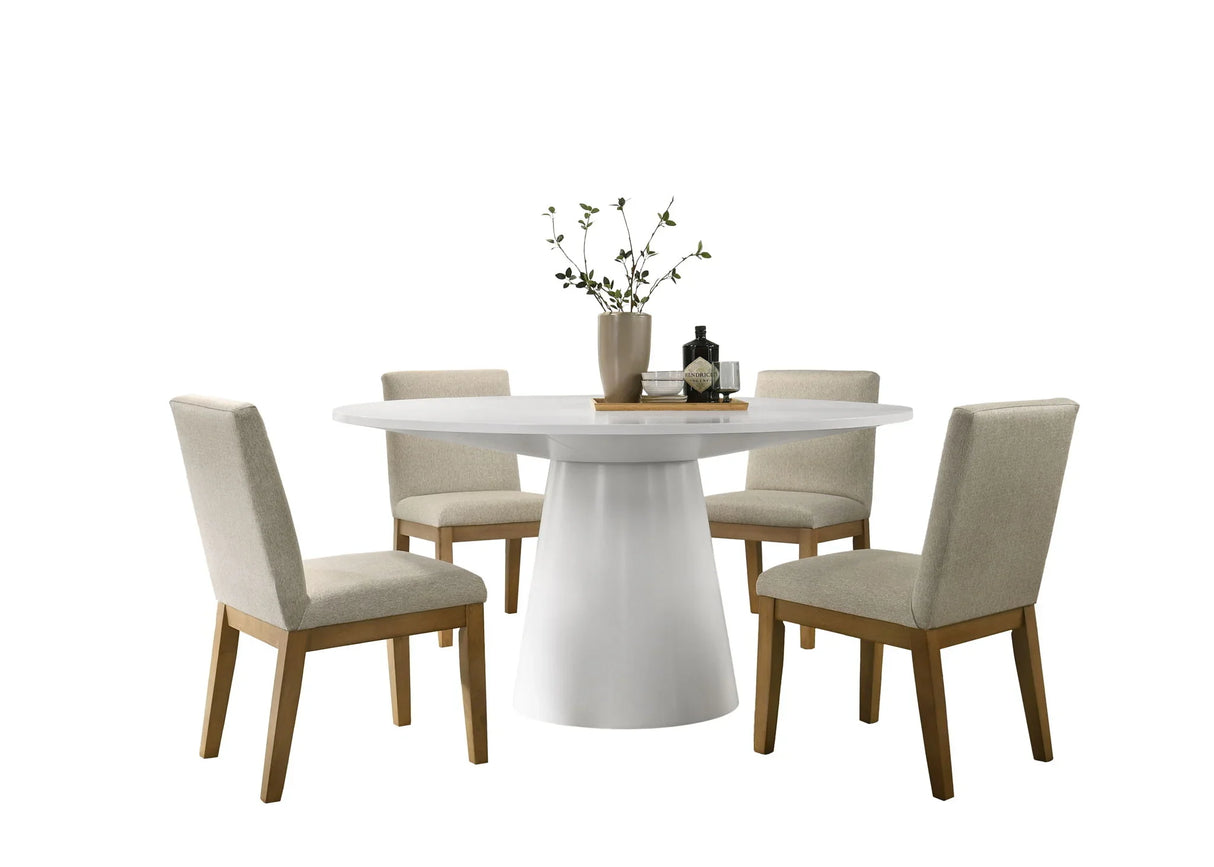 Jasper - Wide Contemporary Round Dining Table Set - Furniture Home Direct
