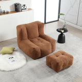 Modern Indoor Fluffy Bean Bag Chair With Memory Foam And Ottoman, Super Soft - Furniture Home Direct