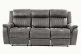 Reclining Sofa Manual Motion Faux Leather Contemporary Gray - Furniture Home Direct