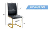 Dining Chairs Set 4 Modern PU Leather Gold Frame Black - Furniture Home Direct