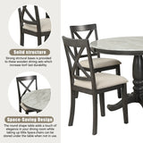 Dining Set Marble Table With Upholstered Chairs Gray - Furniture Home Direct