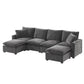 Modern U-Shape Modular Sofa, 6 Seat Chenille Sectional Couch Set With 2 Pillows Included, Freely Combinable Indoor Funiture For Living Room, Apartment, Office - Furniture Home Direct