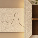 3D LED Sandstone Wall Decor With Simulated Plants, Glass Vase & Remote Control - Light Coffee - Furniture Home Direct