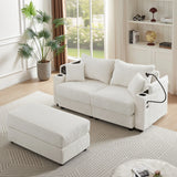 Modern Style Loveseat Sofa Sectional Sofa Couch With Storage Space, A Movable Ottoman, Two USB Ports, Two Cup Holders, A Phone Holder For Living Room - Furniture Home Direct