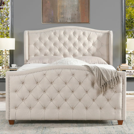 Marcella - Upholstered Shelter Headboard Bed Set - Furniture Home Direct