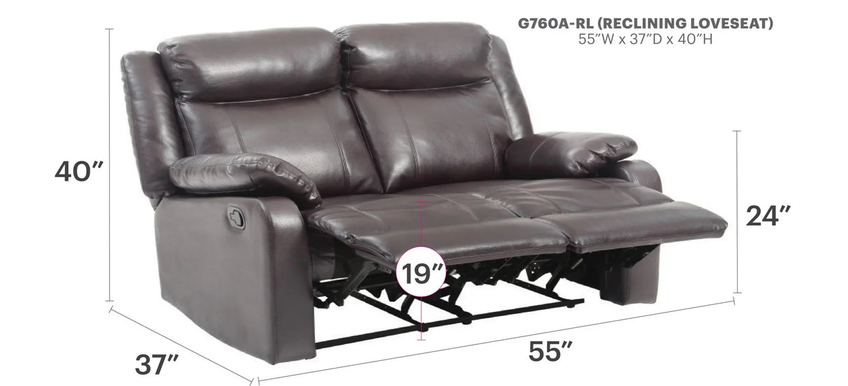 Stylish Reclining Loveseat For Two - Furniture Home Direct