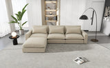 Cloud Sectional with Ottoman, Charging Ports and Three Back Pillows - Beige - Furniture Home Direct