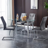 Dining Chairs Modern Faux Leather With Chrome Legs Gray - Furniture Home Direct
