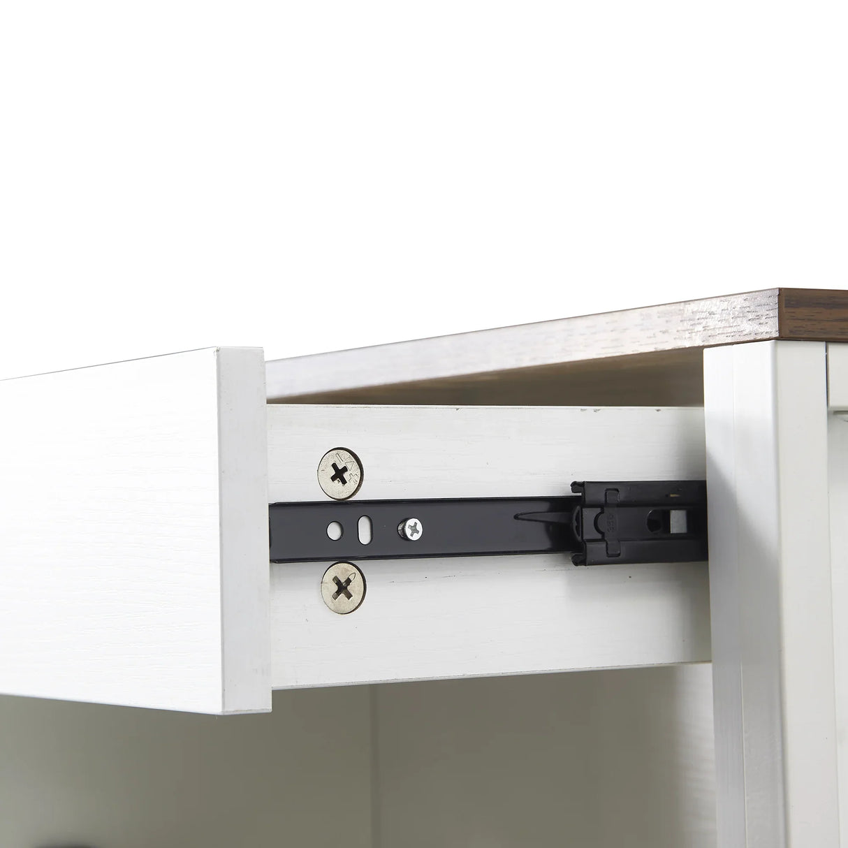 Slim Shoe Cabinet with 2 Flip Drawers - white and Walnut - Furniture Home Direct