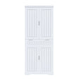 Farmhouse Style Pantry Cabinet With Drawer 2 Cabinets & 6 Door Shelves Adjustable Shelves Freestanding Cupboard - White - Furniture Home Direct