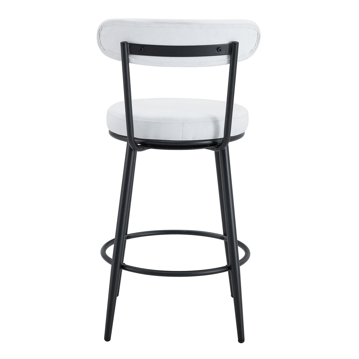 Counter Height Chairs Padded Seat Black Metal Frame White - Furniture Home Direct