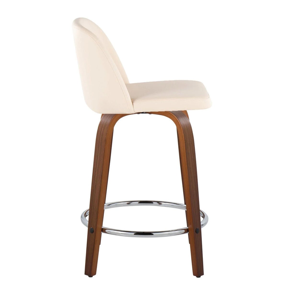 Toriano - Mid Century Modern Fixed Height Counter Stool With Swivel With Round Footrest (Set of 2) - Furniture Home Direct