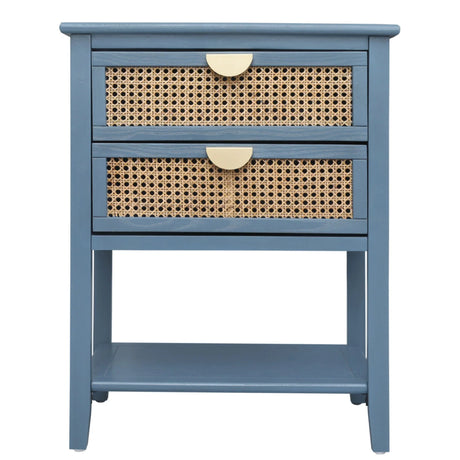 2 Drawer Side Table, Natural Rattan - Furniture Home Direct