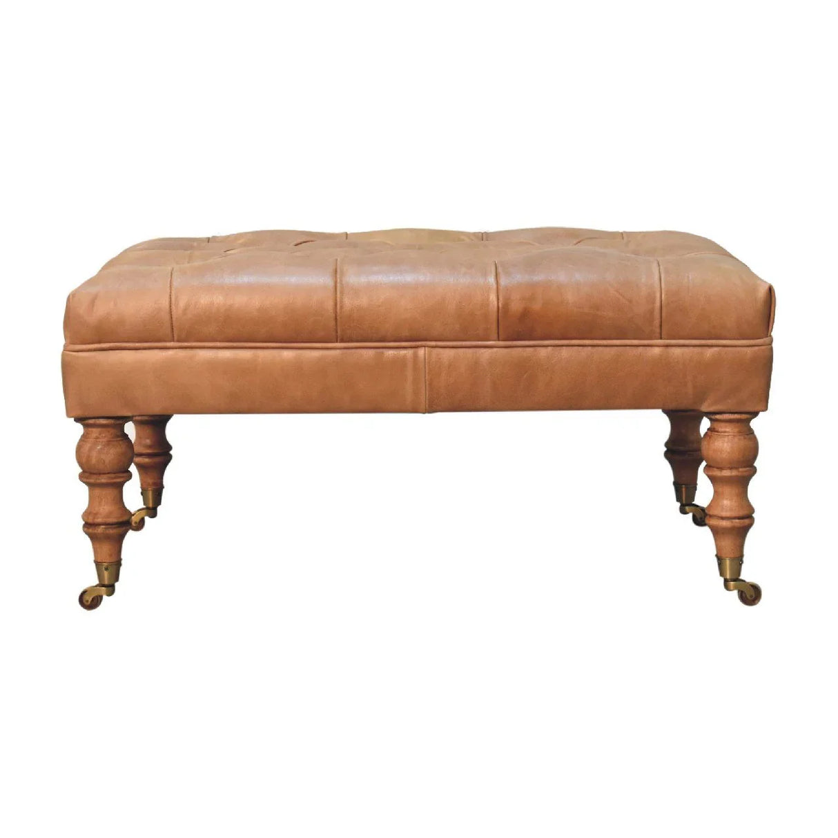 Buffalo - Leather Ottoman With Castor Legs - Furniture Home Direct