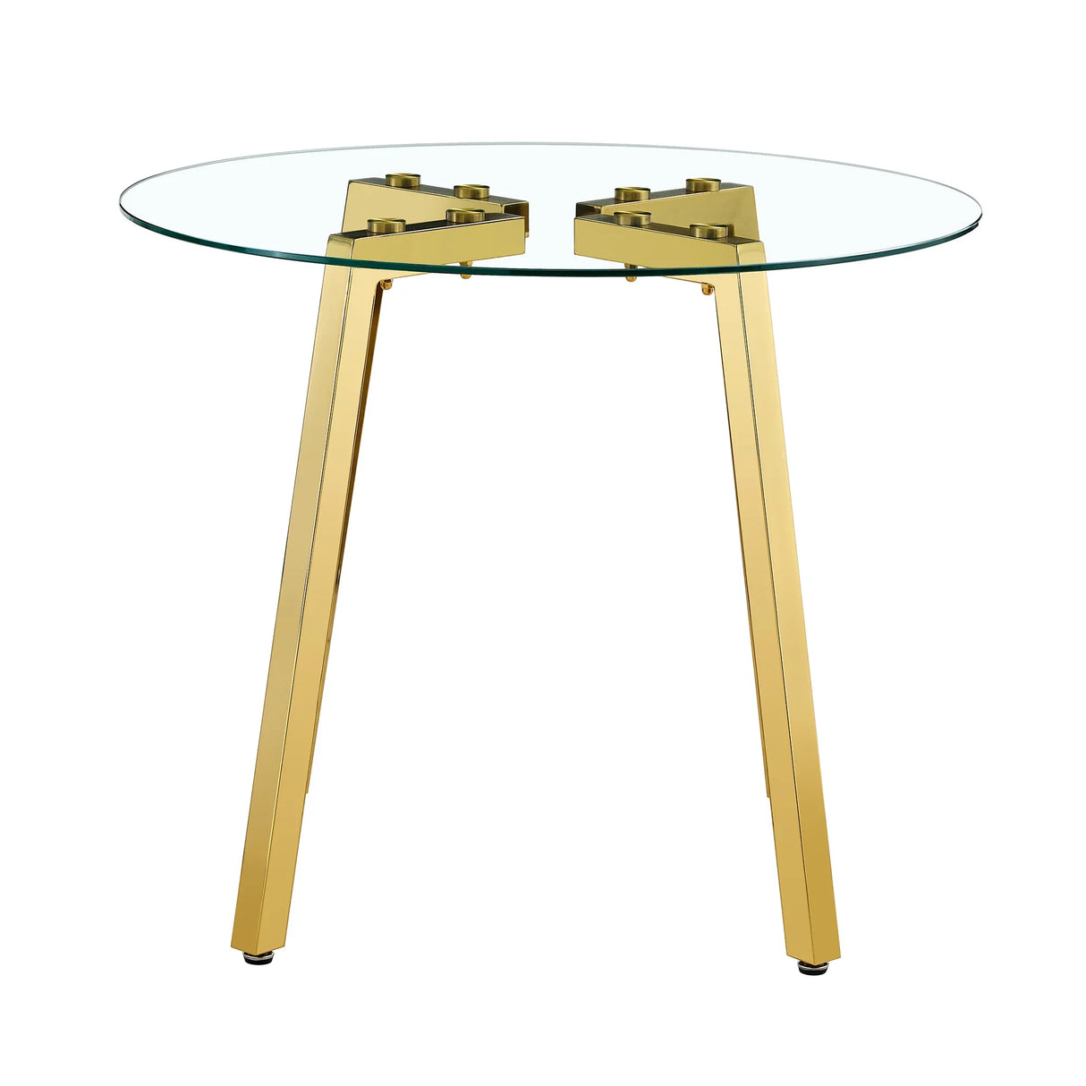 Dining Table Round Glass Top With Metal Base Finish Gold - Furniture Home Direct