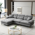 Sectional Sofa Cloud Chenille L Shape With Ottoman Gray - Furniture Home Direct
