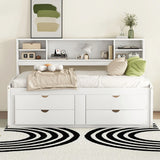 Daybed With 2 Bedside Cabinets, Upper Shelves And 4 Drawers - Furniture Home Direct