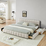 Modern Platform Bed Frame With Thick Chenille Fabric - Furniture Home Direct