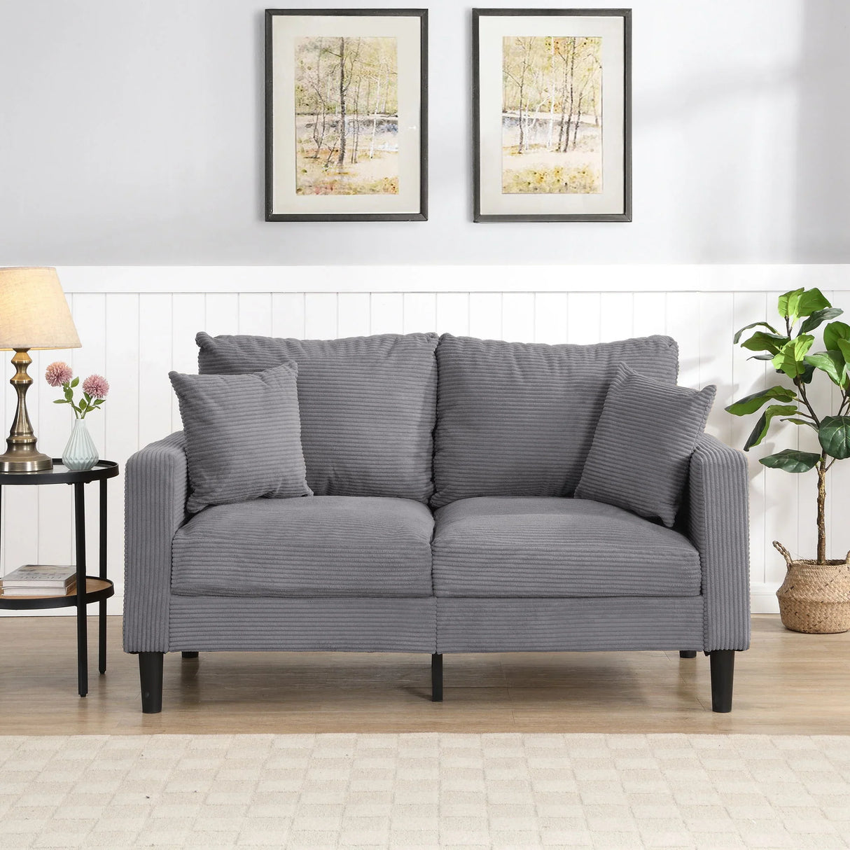 High Resilience Loveseat Sofa With Wooden Frame - Furniture Home Direct