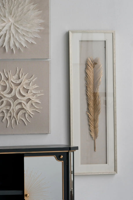 Leaf Framed Wall Art, Wall Decor For Living Room Dining Room Office Bedroom - Gold - Furniture Home Direct