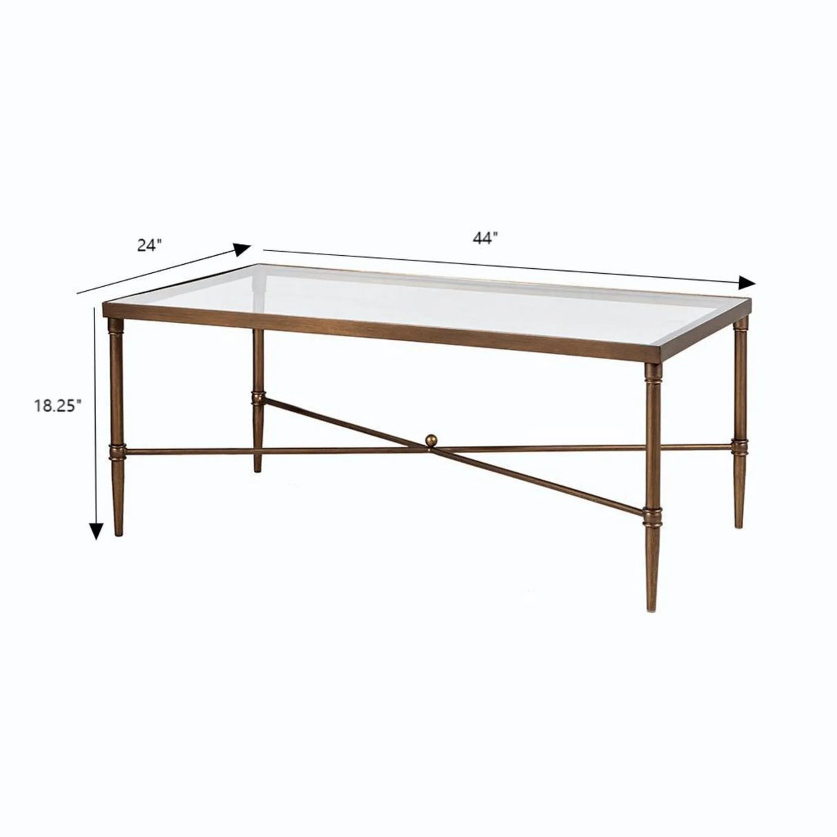 Metal Rectangle Coffee Table With Tempered Glass Top - Bronze - Furniture Home Direct