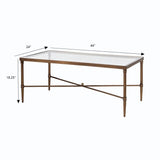 Metal Rectangle Coffee Table With Tempered Glass Top - Bronze - Furniture Home Direct