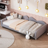 Upholstered Daybed, Sherpa Fabric Sofabed With Cloud-Shaped Backrest - Furniture Home Direct