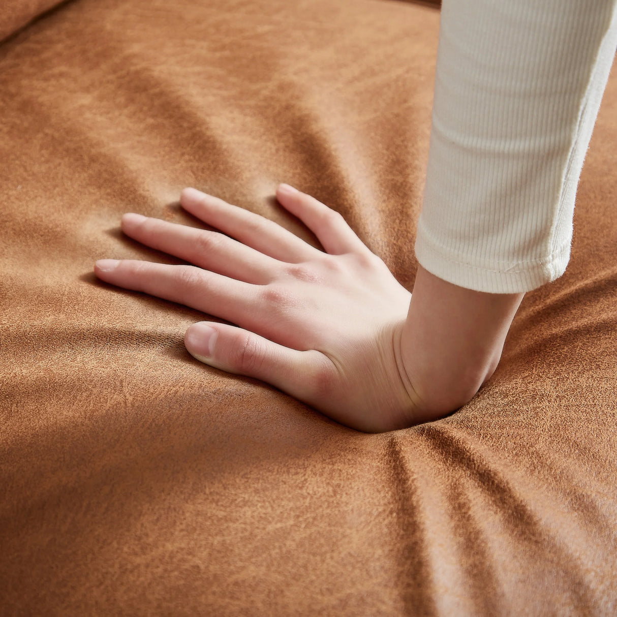 82.2" Suede Sofa with Left Facing Chaise, Brown - Furniture Home Direct
