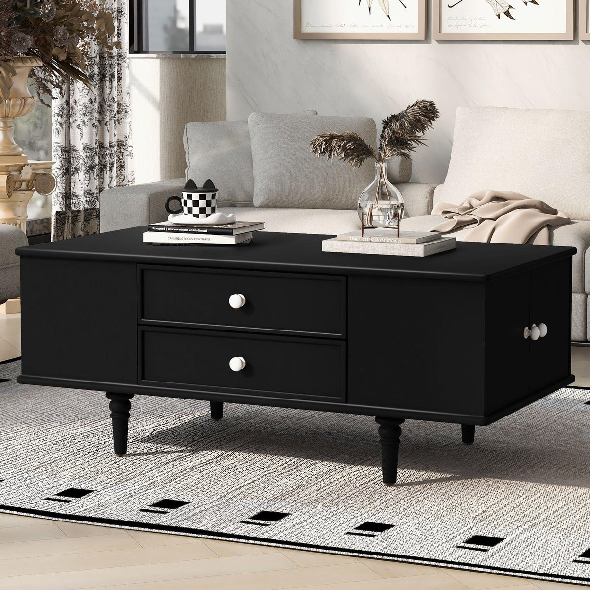 Modern Rectangle Coffee Table With Four Drawers - Furniture Home Direct