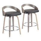 Grotto - Contemporary Fixed Height Counter Stool & Swivel With Round Footrest (Set of 2) - Furniture Home Direct