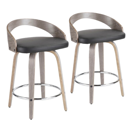 Grotto - Contemporary Fixed Height Counter Stool & Swivel With Round Footrest (Set of 2) - Furniture Home Direct