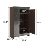 Elegant Decor Mirrored Shoe Cabinet With Edging Double Door Storage Cabinets Glass - Brown / Silver / Gray - Furniture Home Direct