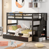 Stairway Bunk Bed With Storage And Guard Rail For Bedroom - Furniture Home Direct