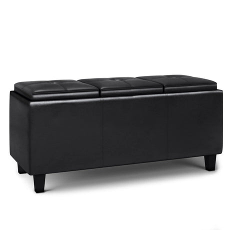 Avalon - Tray Storage Ottoman With Lift Up Lids - Midnight Black - Furniture Home Direct