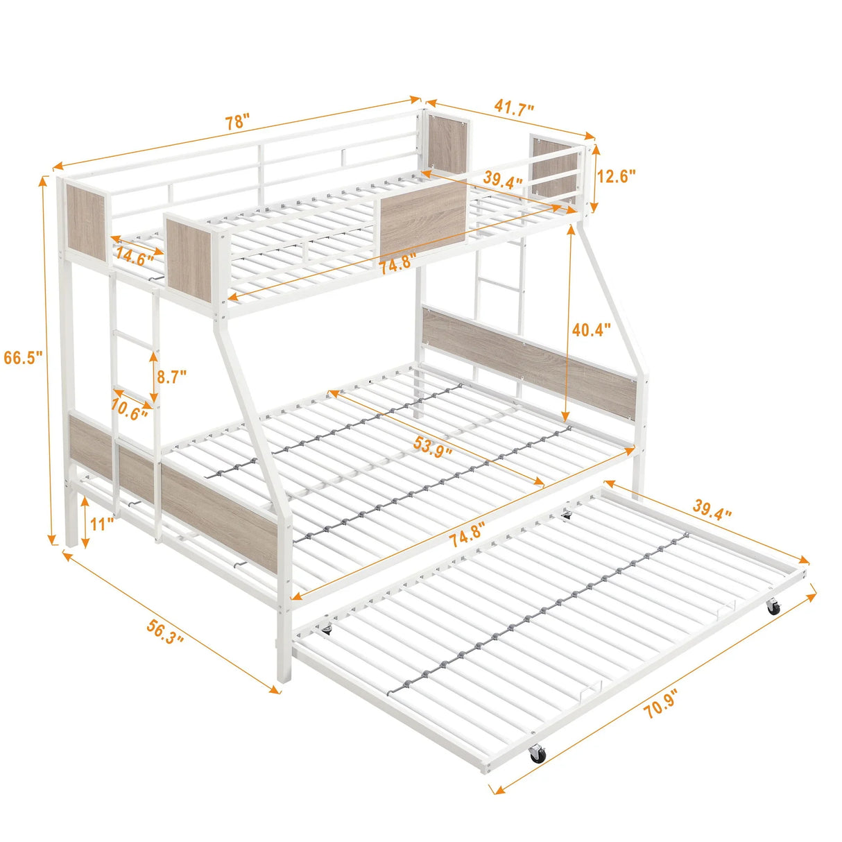 Modern Metal Bunk Bed With Dual Side Ladder And Metal Desig - Furniture Home Direct