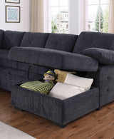 Nyhan - Upholstered Corner Sectional With Pull Out Loveseat And Storaged Chaise - Furniture Home Direct