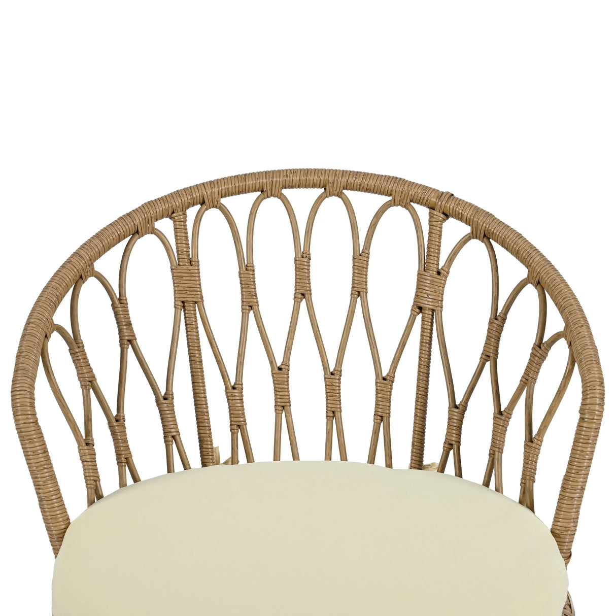 Outdoor Rattan Bistro Set With Glass Top Cushions Beige - Furniture Home Direct