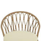 Outdoor Rattan Bistro Set With Glass Top Cushions Beige - Furniture Home Direct