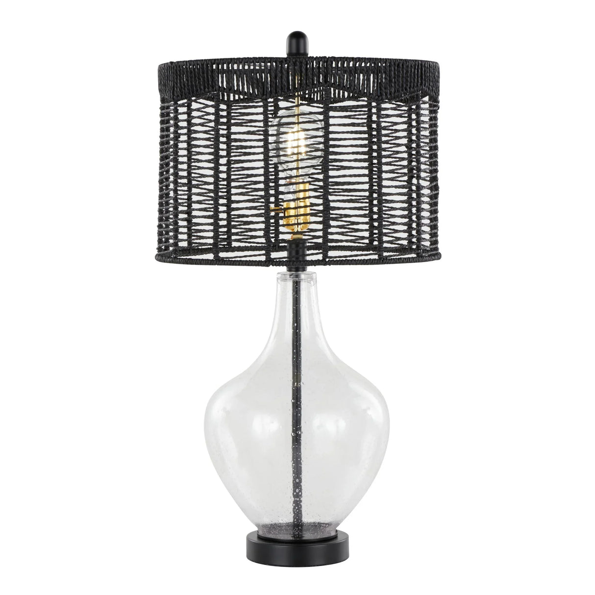 Jenna - Contemporary Table Lamp (Set of 2) - Clear Seeded / Matte Black / Matte Black - Furniture Home Direct